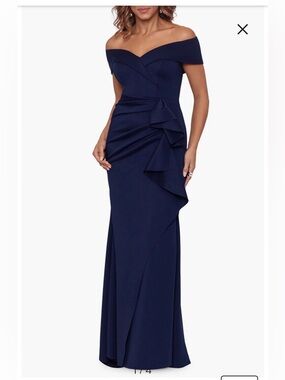 open lace back dress Xscape Evenings One Shoulder Gown with Ruffle 6620X main image 0